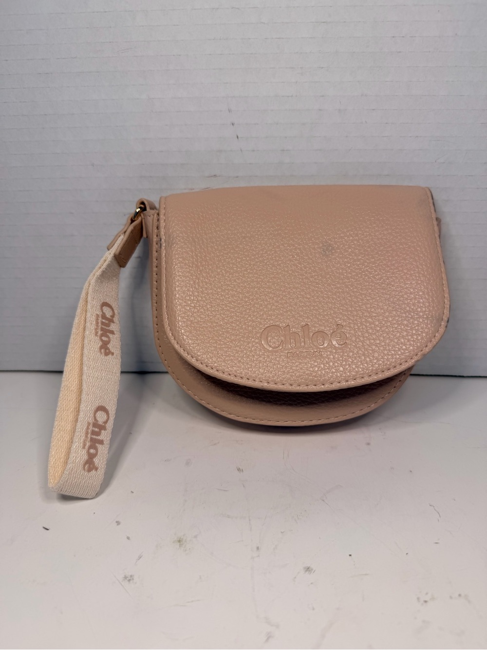 Chloé Blush Pink Leather Wristlet Clutch